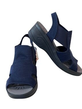Easy Street SoLite Bouncy Wedge Strap Sandals Womens Size 7 New Navy Blue